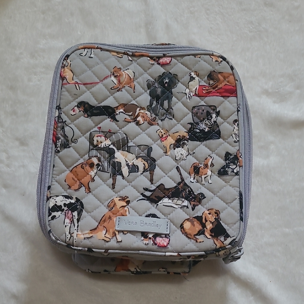 Vera Bradley Gray Quilted Pouch with Dog Print